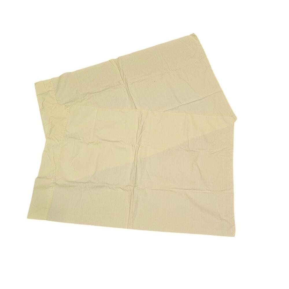 Set of 2 Vintage Mid Century Standard Sized Cotton Pillowcases Butter Yellow